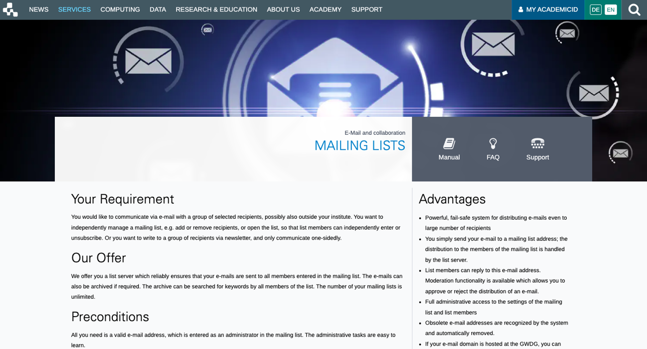 Thumbnail for service DARIAH-DE Mailing lists