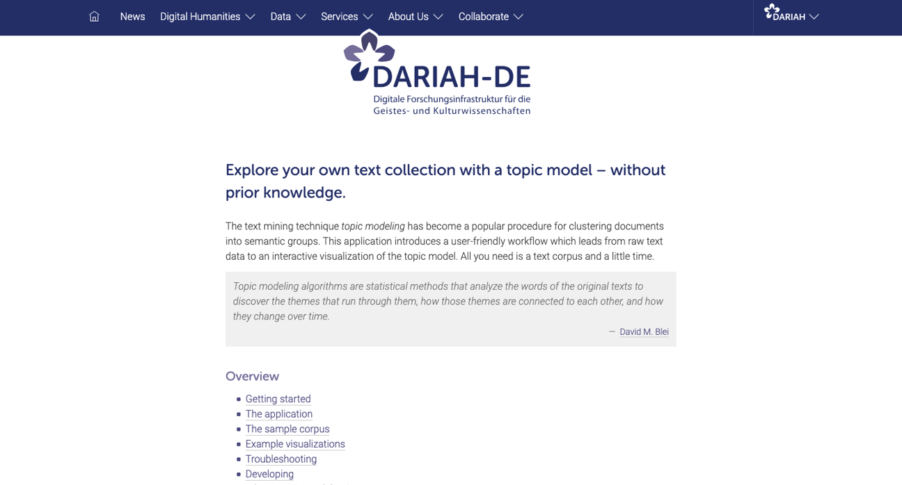 Thumbnail for service DARIAH-DE TopicsExplorer