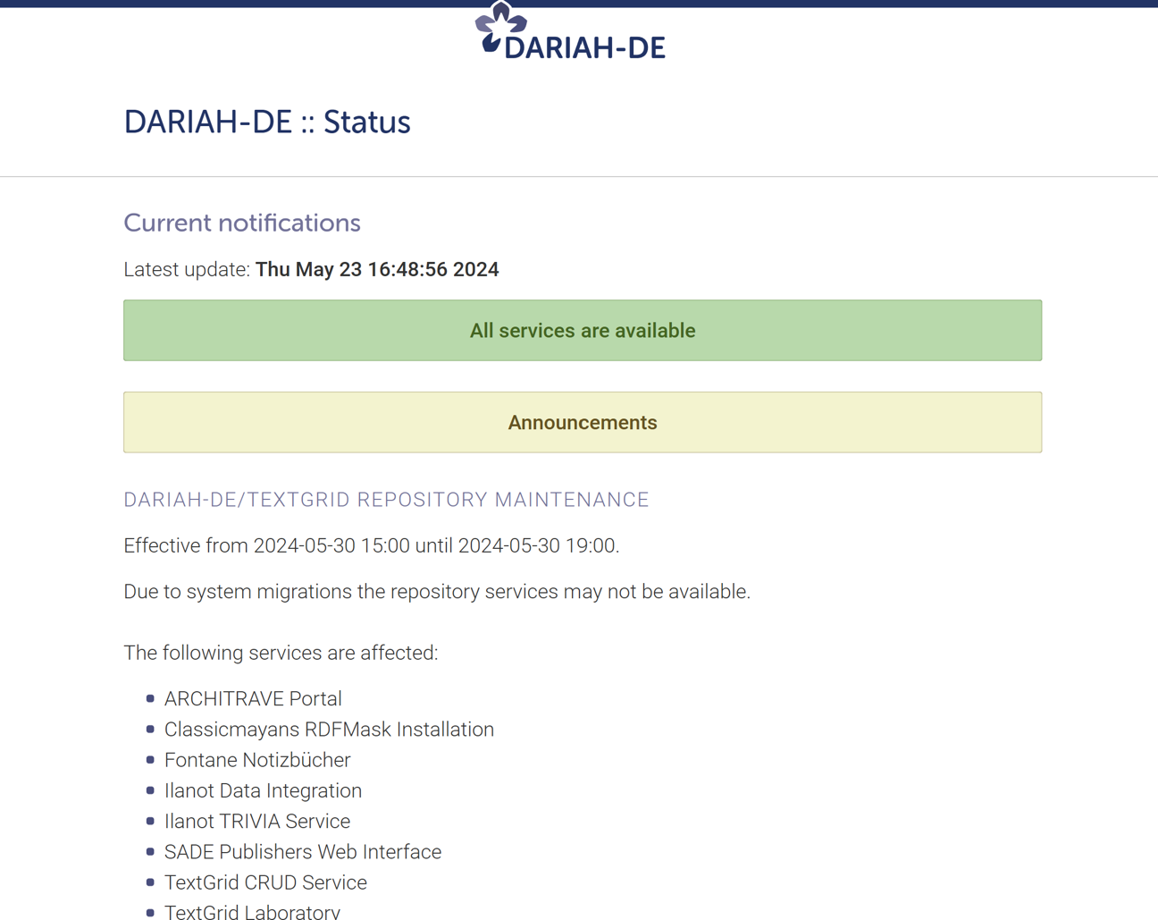 Thumbnail for service DARIAH-DE Monitoring of research infrastructures and services using Icinga
