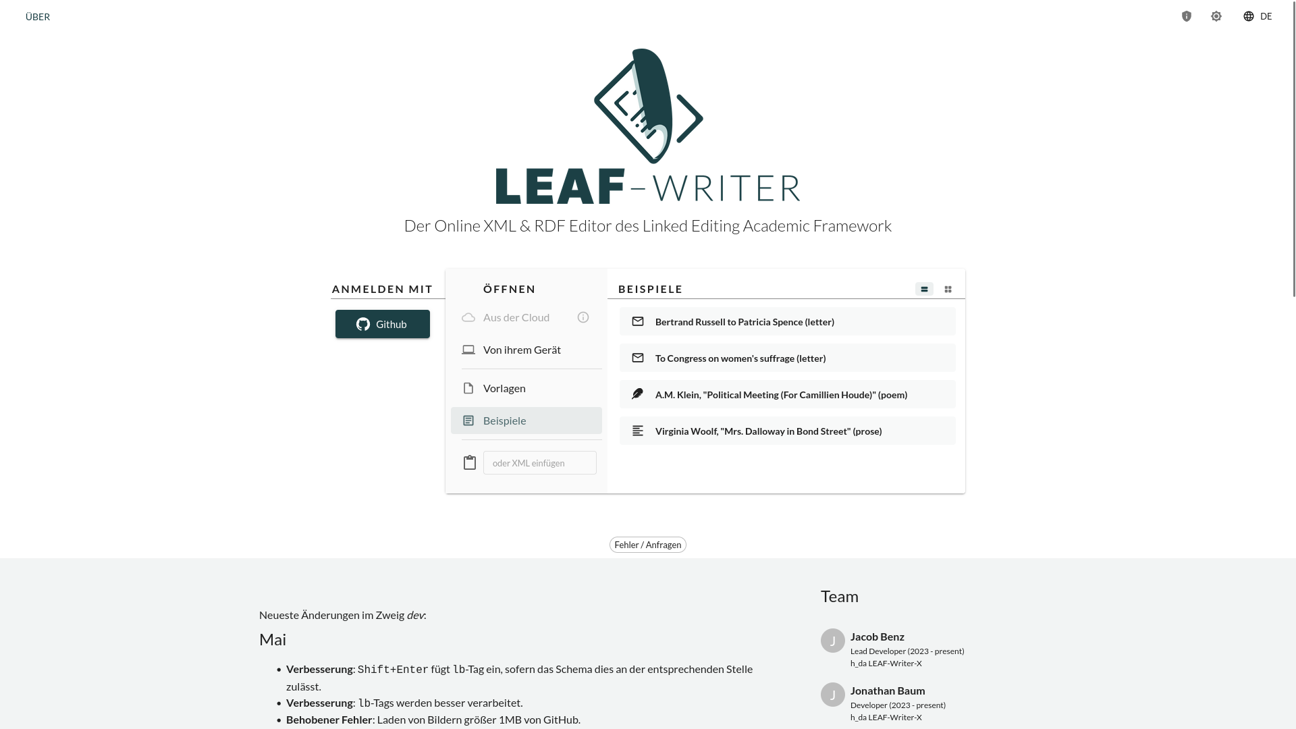 Thumbnail for service LEAF-Writer DARIAH