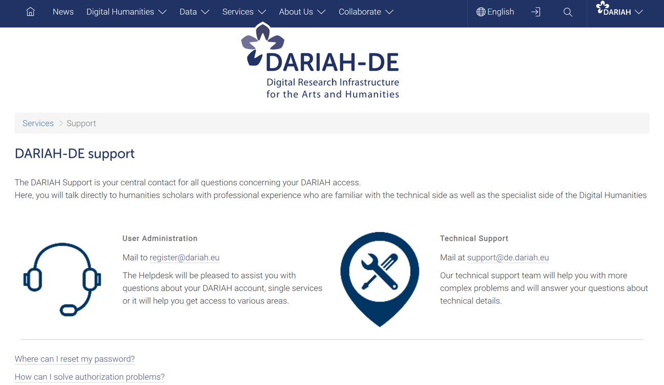 Thumbnail for service DARIAH-DE Helpdesk (DARIAH-EU, Text+)