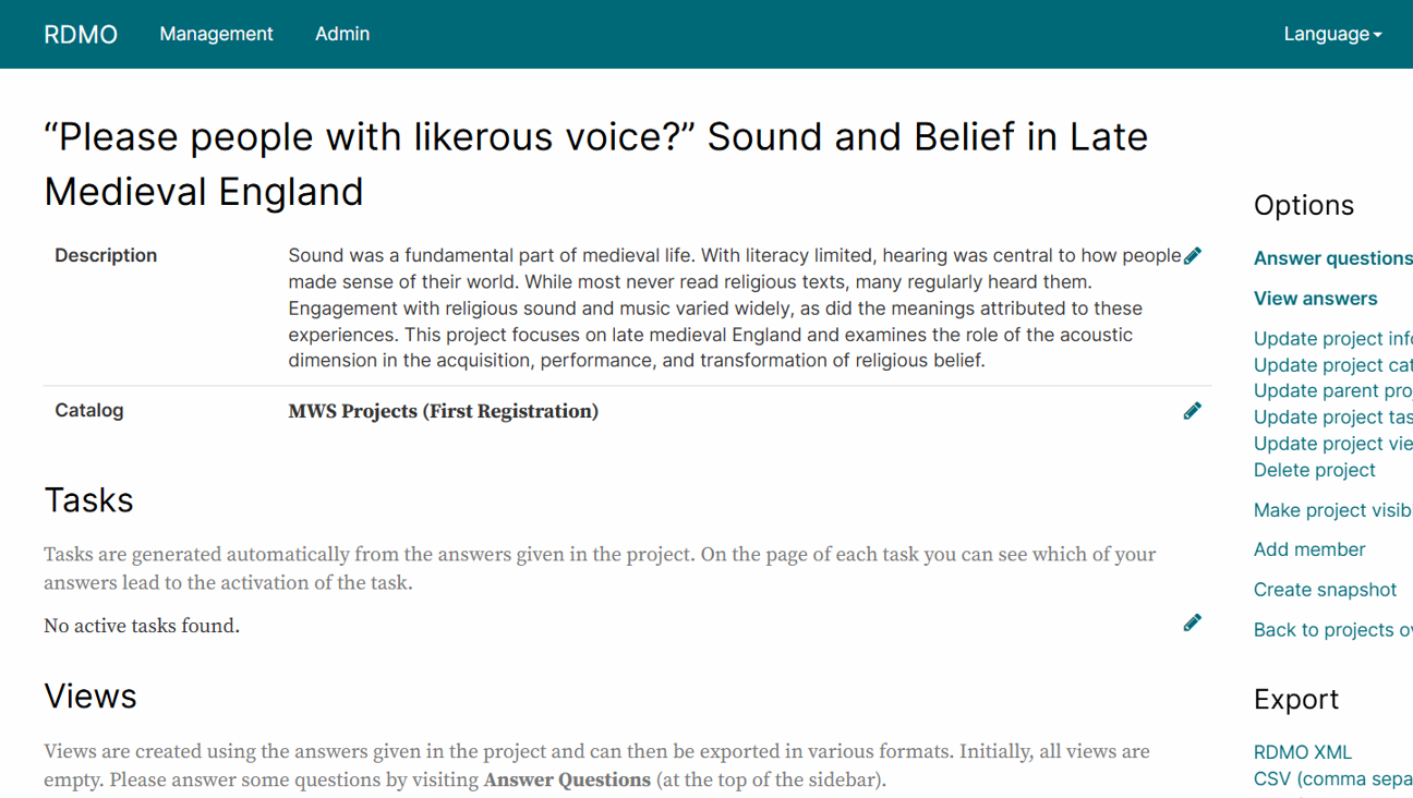 Thumbnail for service RDMO - Max Weber Foundation&rsquo;s platform for research data management